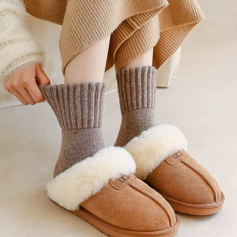 SP&CITY Winter Thickened Wool Socks Women’S Breathable Comfortable Plush Low Tube Snow Socks Korean Simple Warm Cashmere Socks
